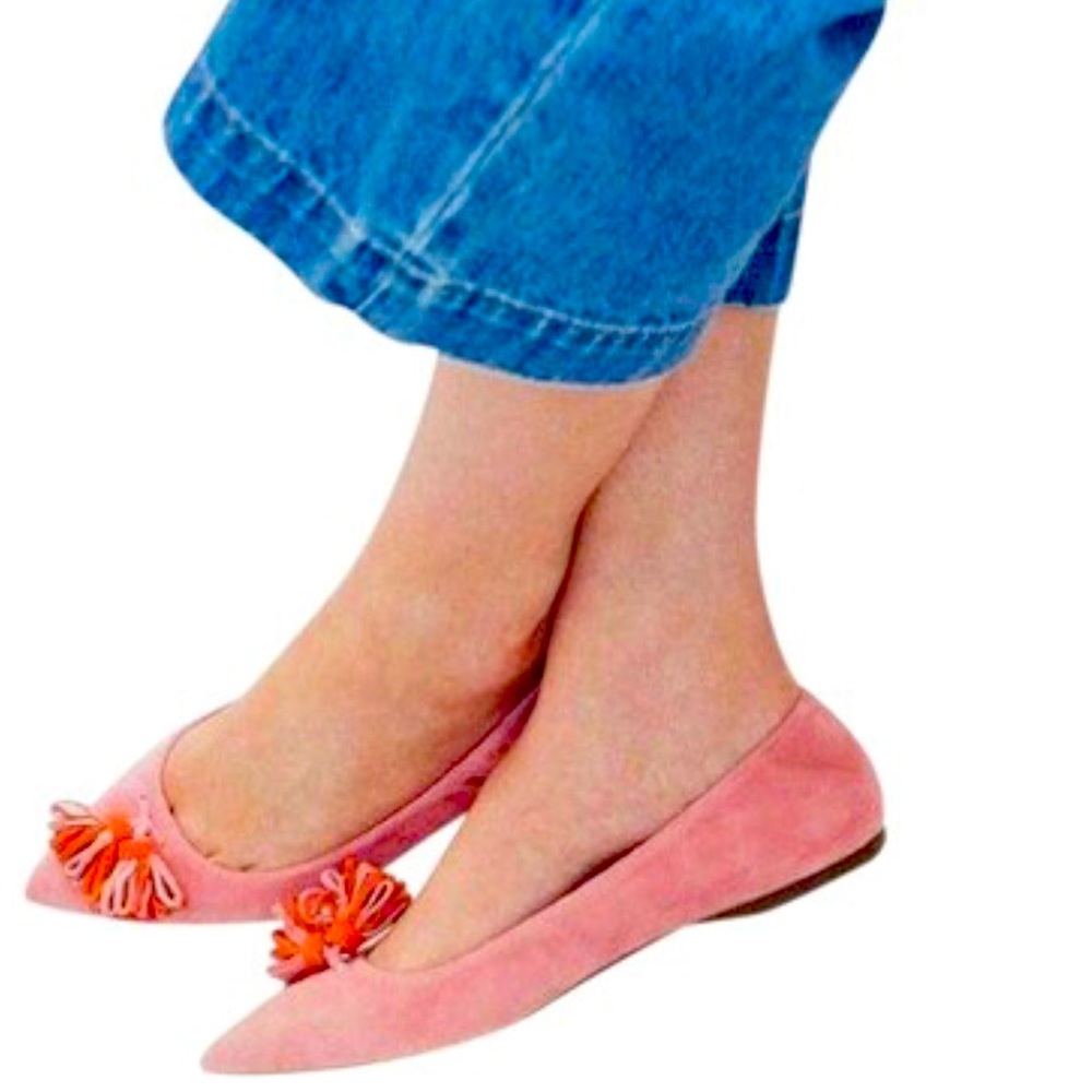 J.Crew Lottie Tassel Suede Flats in Icy Rose Size 9